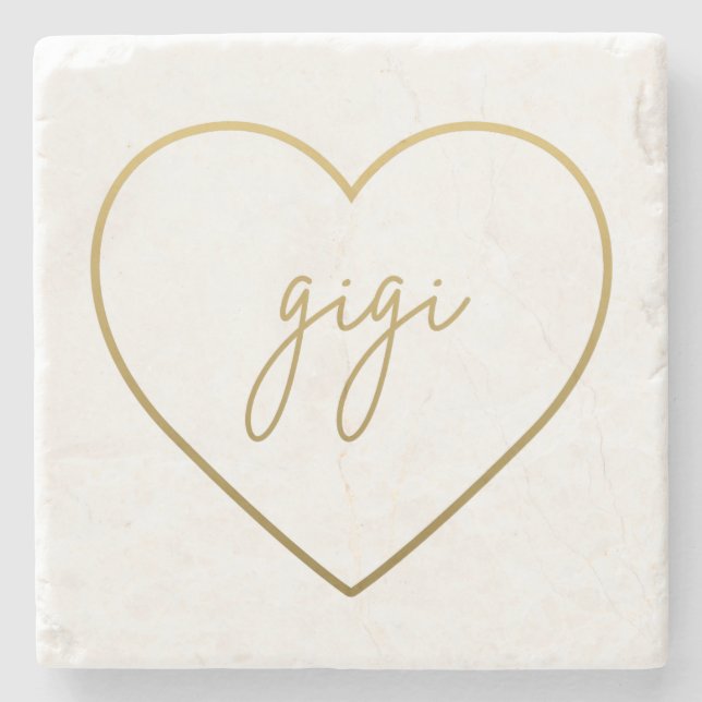 Posavasos De Piedra Gigi Elegant Gradiente Dorado Regalo de la abuela  (Anverso)