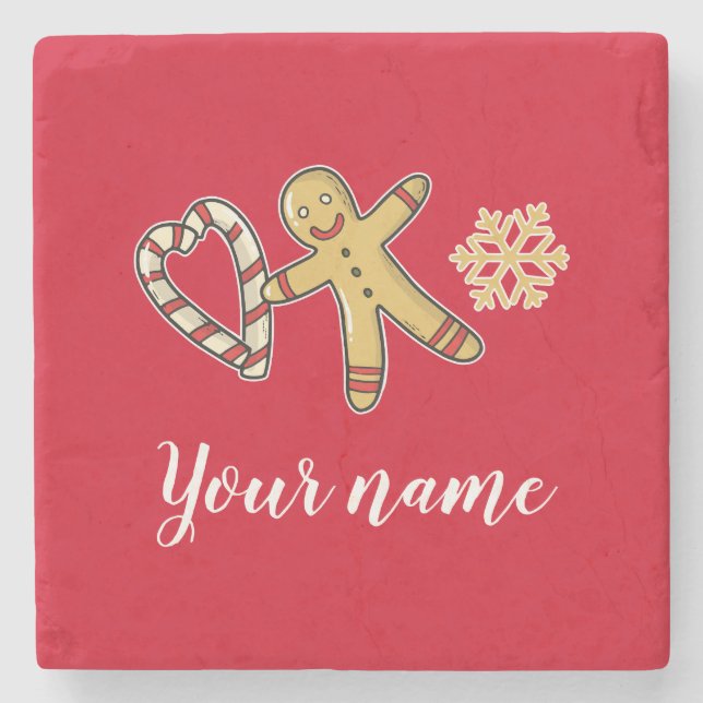 Posavasos De Piedra Gingerbreadman Love (Anverso)