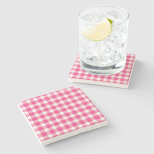 Posavasos De Piedra Gingham Pink Design