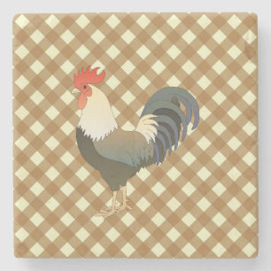 POSAVASOS DE PIEDRA GINGHAM ROOSTER