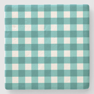 Posavasos De Piedra gingham verde azulada