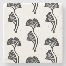 Posavasos De Piedra Gingko Leaf Lino Print Stone Coaster