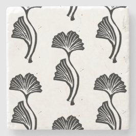Posavasos De Piedra Gingko Leaf Lino Print Stone Coaster