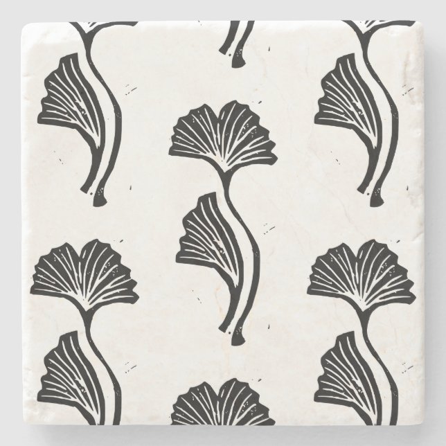 Posavasos De Piedra Gingko Leaf Lino Print Stone Coaster (Anverso)