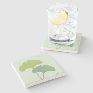 Posavasos De Piedra Ginkgo deja los colores de fondo del Personalizabl