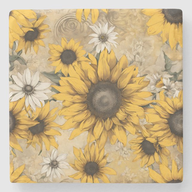 Posavasos De Piedra Girasol (Anverso)