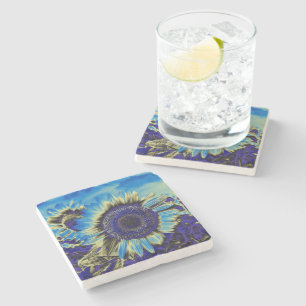 Posavasos De Piedra Girasol azul
