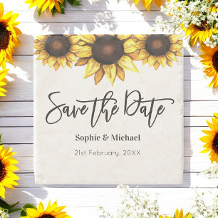 Posavasos De Piedra Girasol Salven la cita Boda Rustic