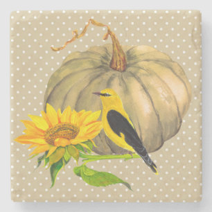 Posavasos De Piedra Girasol y finca de la calabaza otoñal