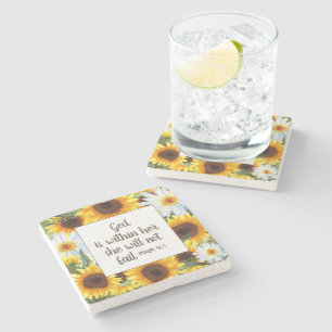 Posavasos De Piedra Girasoles amarillos cristianos Margaritas blancas