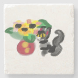 Posavasos De Piedra girasoles Black cat