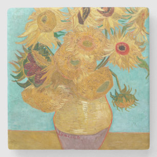 Posavasos De Piedra Girasoles, pintura de naturaleza muerta postimpres