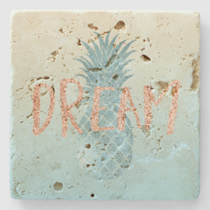 Posavasos De Piedra Girly Aqua Glam Tropical Pineapple Pink Dream