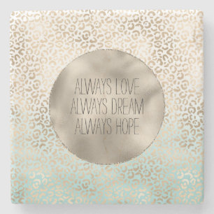 Posavasos De Piedra Girly Mint Gold Ombre Leopardo Print