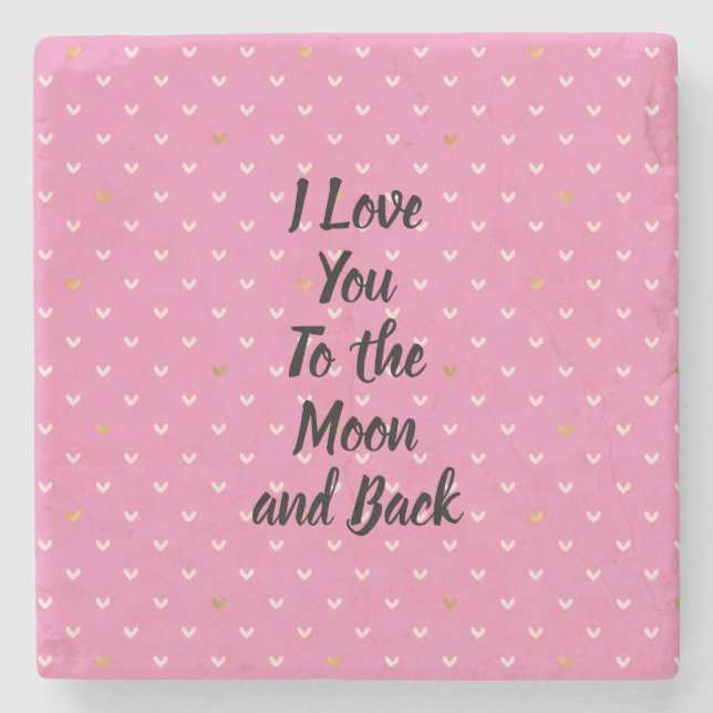 Posavasos De Piedra Girly Rubor Pink Gold Hearts (Anverso)