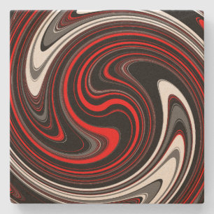 Posavasos De Piedra Giro de pintura roja blanca negra