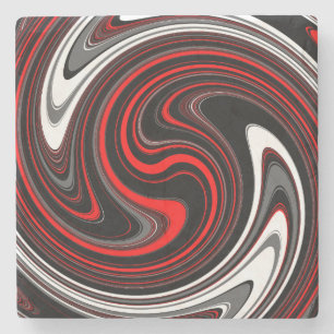 Posavasos De Piedra Giro de pintura roja blanca negra