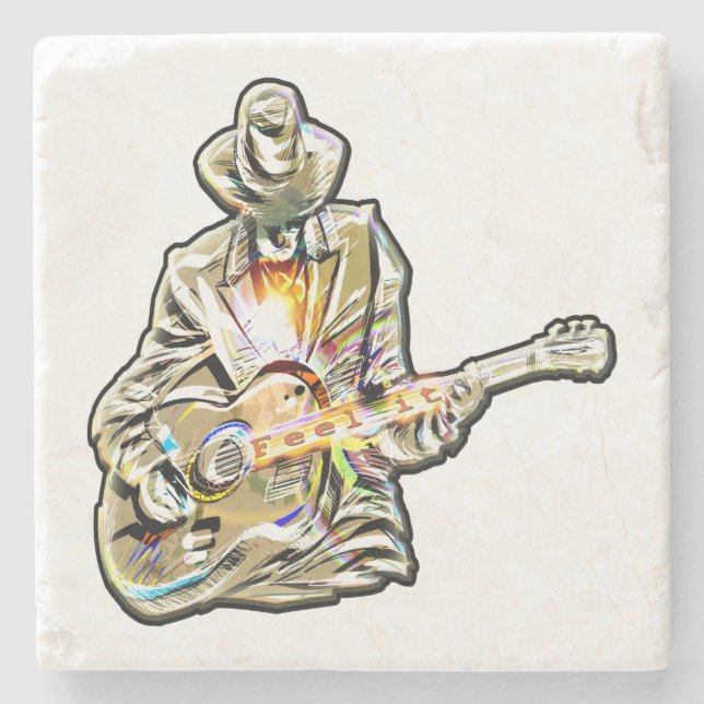 Posavasos De Piedra Gitarren Blues Mann - Feel it  (Anverso)