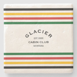 Posavasos De Piedra Glacier Cabin Club Personalizado Escudo Stripe