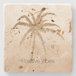 Posavasos De Piedra Glam Gold Tropical Palm Tree Ombre