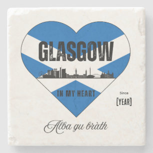 Posavasos De Piedra Glasgow Escocia Skyline Heart - Desde [Año]