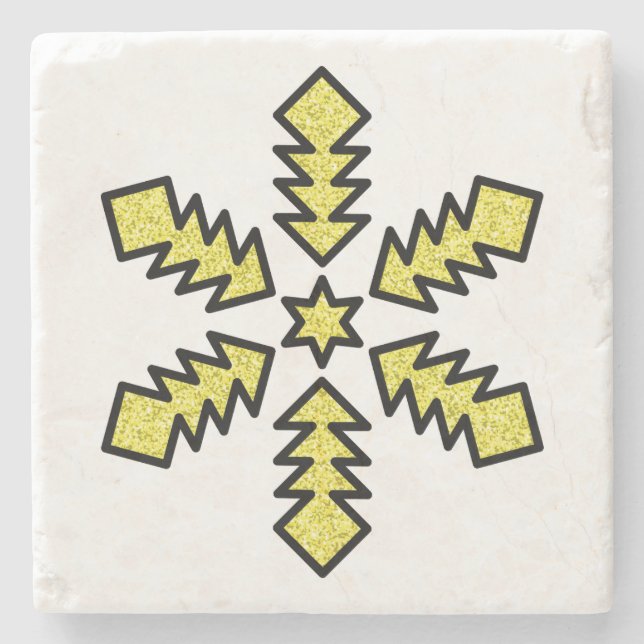 Posavasos De Piedra Glitter Snowflake - Yellow Star (Anverso)