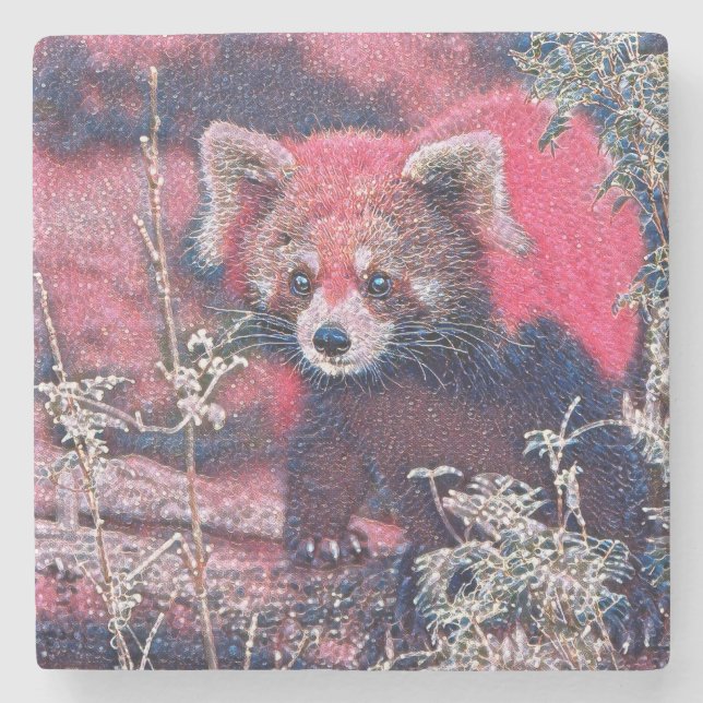 Posavasos De Piedra GlitzyAnimal_RedPanda_005 (Anverso)