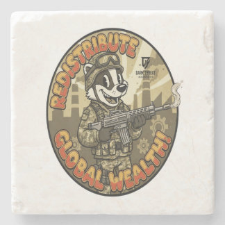 Posavasos De Piedra Global Wealth Badger Stone Coaster