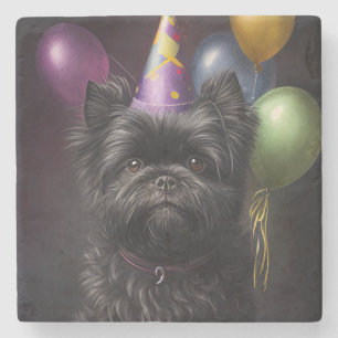 Posavasos De Piedra Globos de cumpleaños de Affenpinscher Dog
