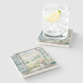 Posavasos De Piedra Glorioso acuarela floral ventana