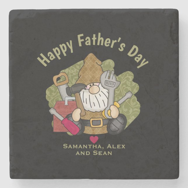 Posavasos De Piedra Gnome de Handyman Garden personalizado y personali (Anverso)