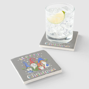 Posavasos De Piedra Gnome Navidades Pajamas - Garden Gnome Merry Chris