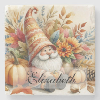 Posavasos De Piedra Gnomes de otoño con hojas de otoño