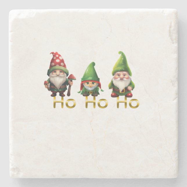 Posavasos De Piedra Gnomes Ho Ho Ho Christmas (Anverso)