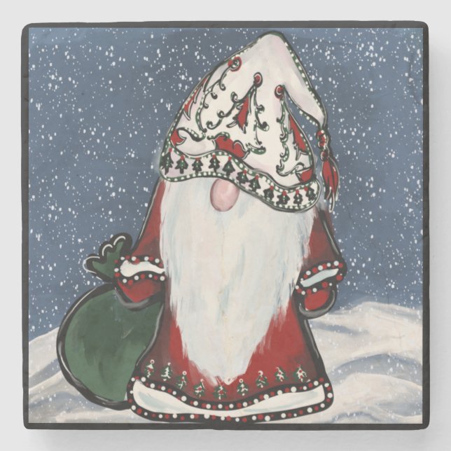 POSAVASOS DE PIEDRA GNOMO DE NAVIDAD (Anverso)