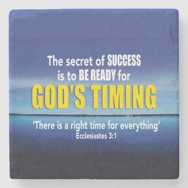 Posavasos De Piedra GODS TIMING Success Christian Inspirador (Anverso)