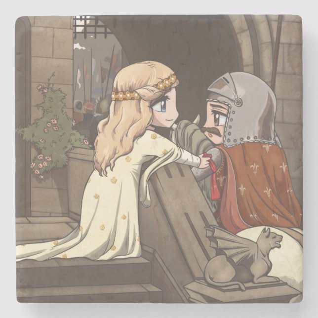 Posavasos De Piedra ¡Godspeed mi caballero de Chibi! (Anverso)