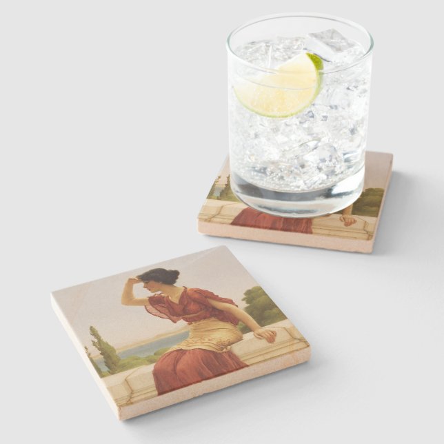 Posavasos De Piedra Godward La Señal De La Hermosa Mujer Retrato De Ar (Lateral)