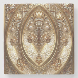 Posavasos De Piedra Golden Ornate Frame Stone Coaster