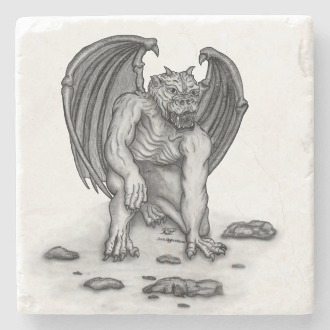 Posavasos De Piedra Golem Gargoyle (Anverso)
