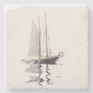 Posavasos De Piedra Goleta de dos mástiles con Dory de Winslow Homer