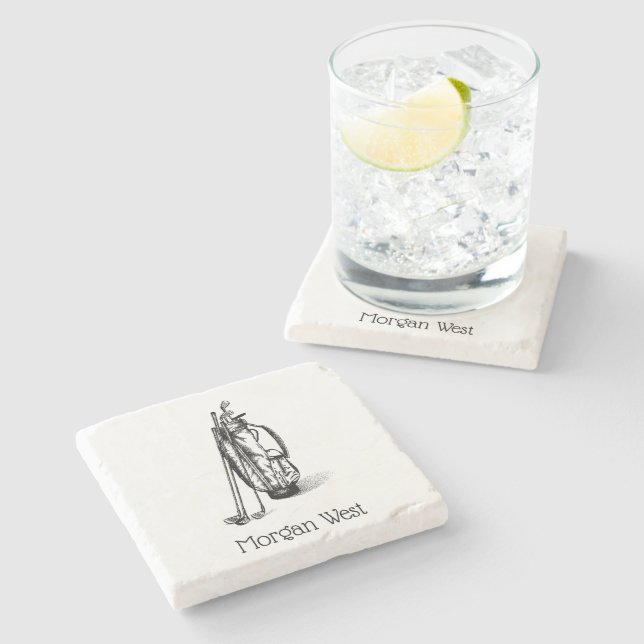 Posavasos De Piedra Golf Bag Clubes de golf Negro (Lateral)