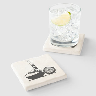Posavasos De Piedra Golf Ball and Club