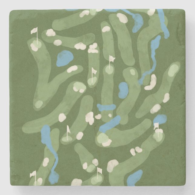 Posavasos De Piedra Golf course graphic on stone coaster (Anverso)