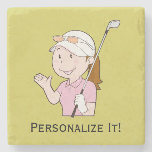 Posavasos De Piedra Golfista femenina