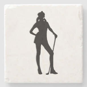 Posavasos De Piedra Golfista Femenina Deporte