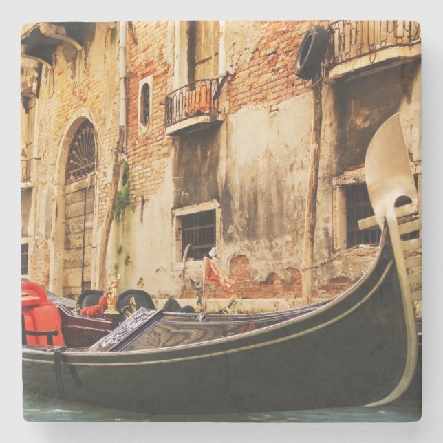 Posavasos De Piedra Góndola vieja en el río (Anverso)