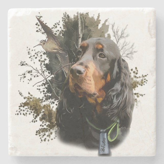 Posavasos De Piedra Gordon Setter (Anverso)
