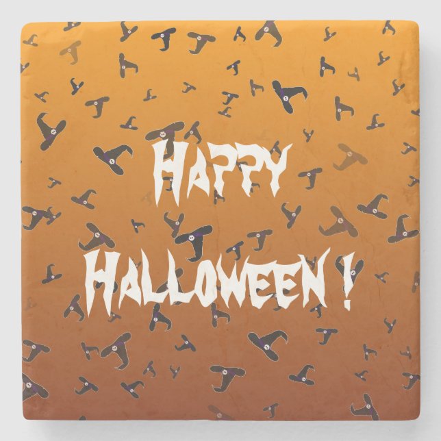 Posavasos De Piedra Gorras de Brujas de Halloween (Anverso)