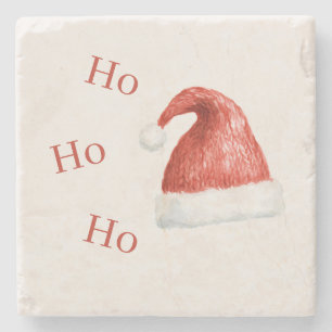 Posavasos De Piedra Gorro de Santa Rojo Blanco Ho Ho Ho